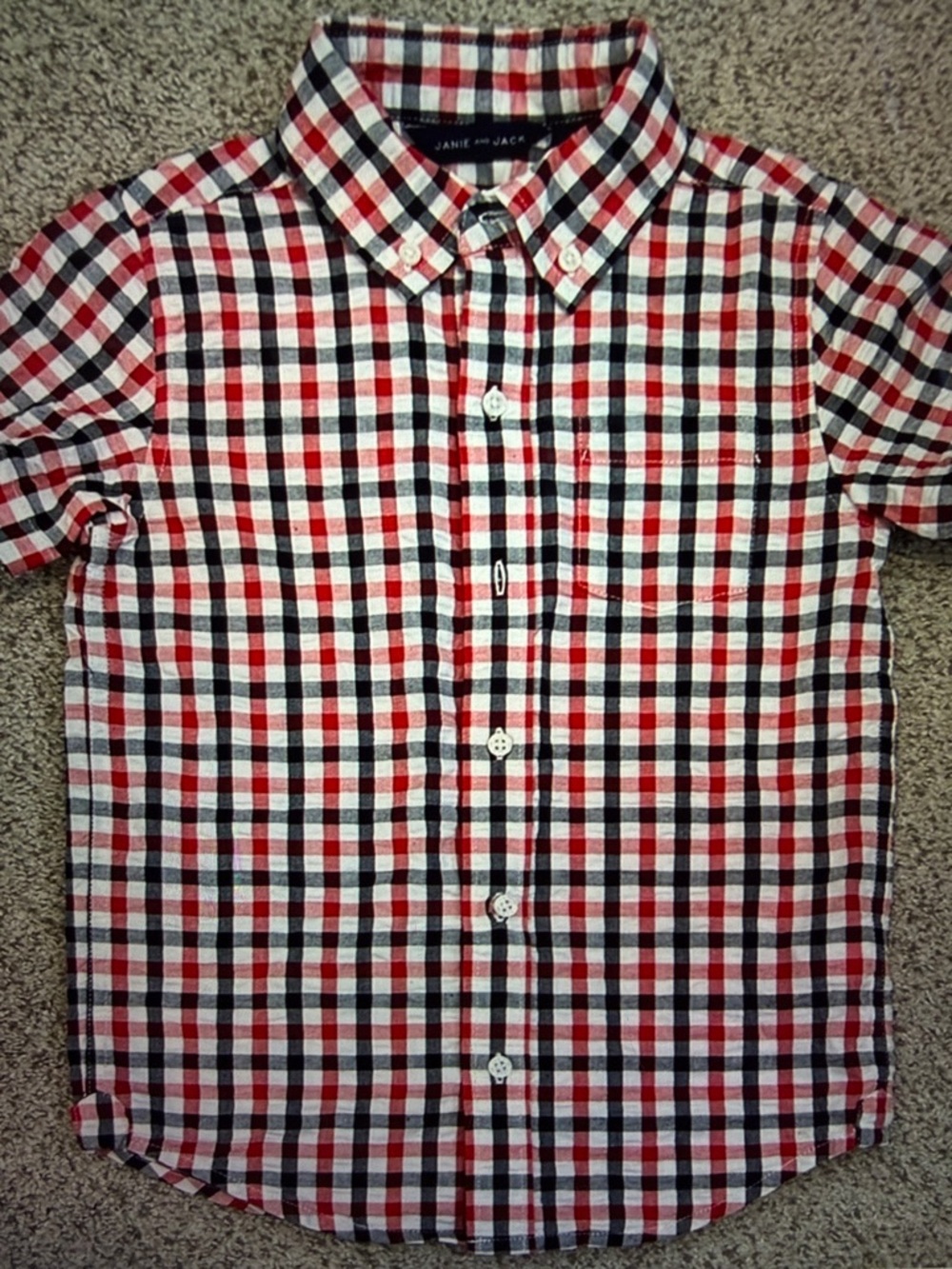 Janie & Jack Gingham Seersucker Shirt, 6